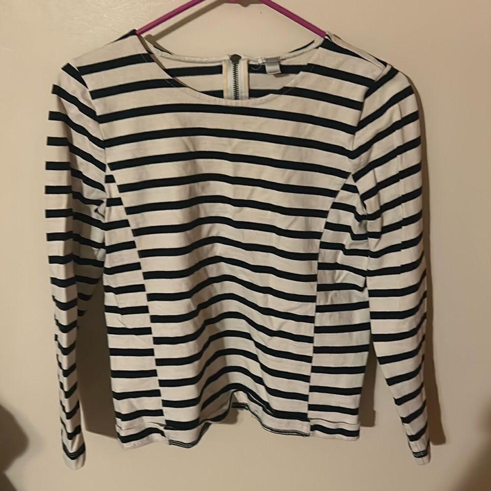 J. Crew Sailor Stripe Top with Zipper Detail S